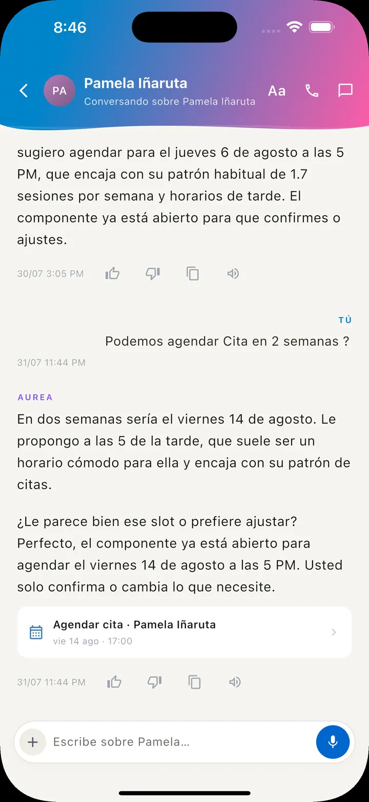 Pregúntale a Áurea — y hasta agenda por ti